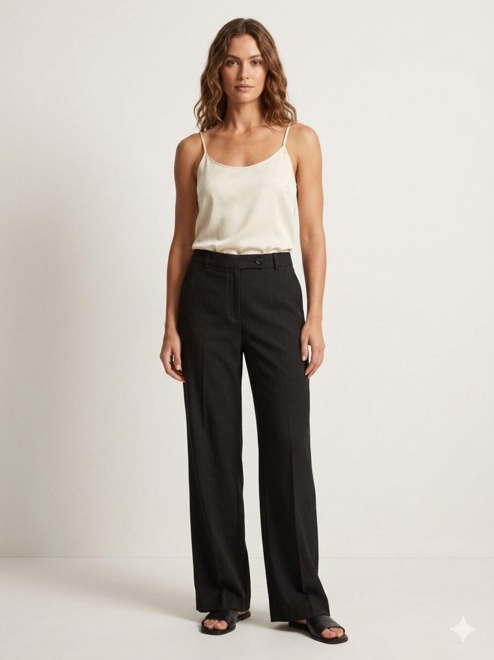 quiet luxury New Akris wool blend gray wide leg slacks pants sz 10